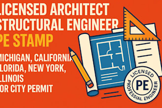 license architect structural engineer pe stamp michigan, florida for city permit
