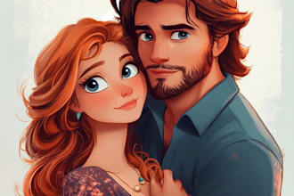 do cute your portrait in a disney style cartoon illustration