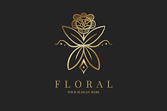 make hand drawn botanical floral logo