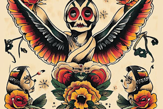 create awesome old school tattoo style design