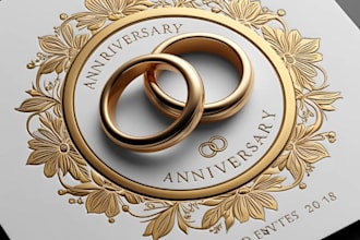 do 3d anniversary emblem 3d circle stamp print logo branding 3d jewelry emblem
