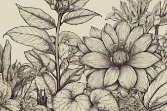 create amazing botanical vector line art illustration