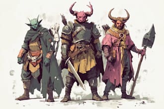 draw your dnd party illustration and design