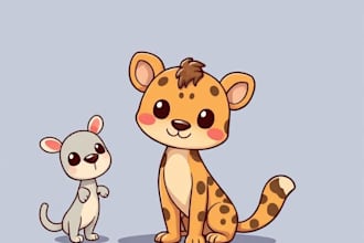 draw cute cartoon character and animal vector illustrations