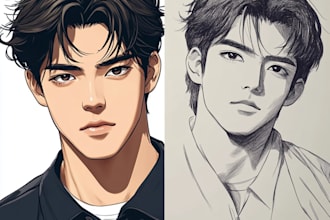 draw your portrait in disney and anime cartoon style