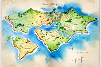 watercolor map illustration just for you