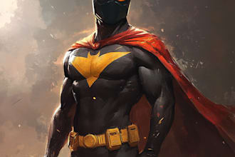 create concept art superhero character design for comics