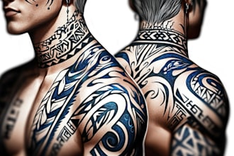 draw black and white geometric tattoos, flowers, animal portrait tattoo