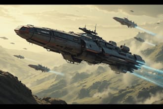 design spaceship, sci fi illustration and sci fi art