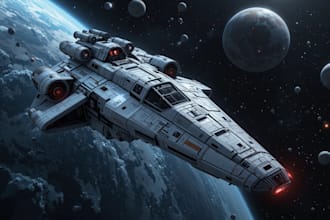 illustrate a spaceship, sci fi illustration and sci fi art