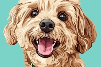 draw your dog, cat, or any pet into cartoon vector portrait