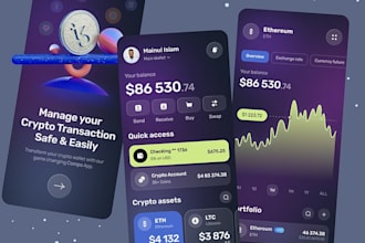 develop crypto wallet app, blockchain app UI design exchange wallet app