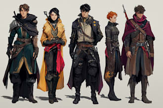 make fantasy or dnd party illustration
