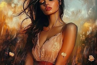make a stunning digital oil painting portraits