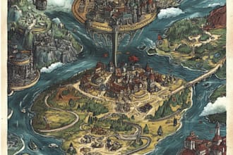 make fantasy map illustration for dnd, novels and games