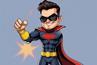 create superhero caricature  full body illustration art for you