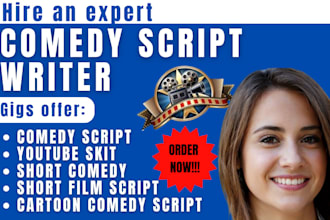 write comedy script, cartoon comedy script, youtube skit and short film script