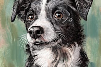 do custom pet portrait, dog portrait, cat portrait drawing
