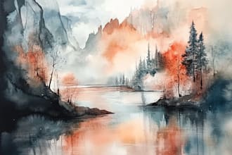 paint original watercolor landscape painting