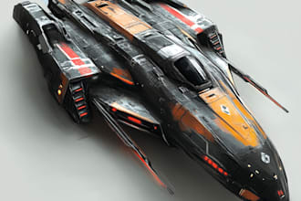 design a spaceship, sci fi illustration and sci fi art