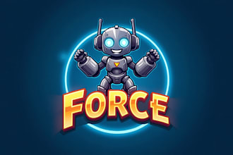 do wonderful robot hero mascot logo design