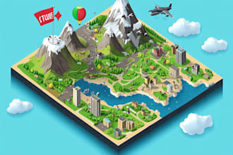 draw high quality vector or isometric map illustrations