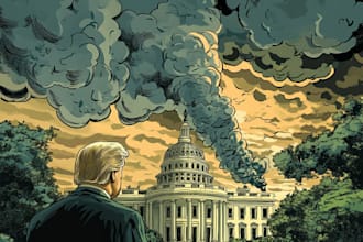 create a political cartoon or illustration in unique style