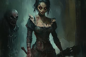 draw scary horror creature and fantasy character concept art