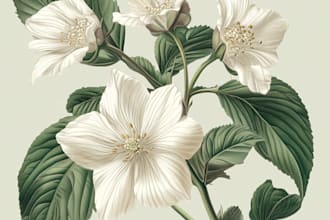 paint line art illustration botanical and flower beautifully