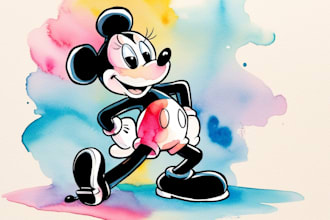 draw watercolor professional cartoon character