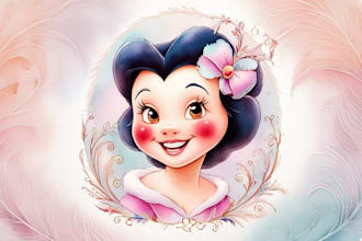 draw a disney watercolor cartoon portrait style
