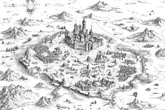 create a high quality high detail fantasy map for dnd and fiction