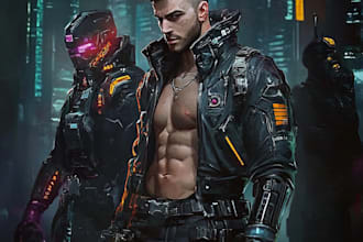 draw fantasy, sci fi, cyberpunk character art for you