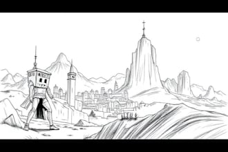 draw black and white illustrations, sketches, storyboards,
