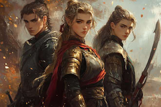 create dnd art, fantasy character for dnd party