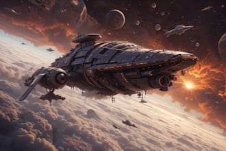 illustrate a spaceship, sci fi illustration and sci fi art