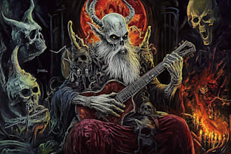 draw metal cover album and heavy metal illustration dark art