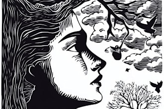 do linocut carving prints style illustration