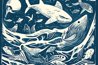 do linocut carving prints style illustration