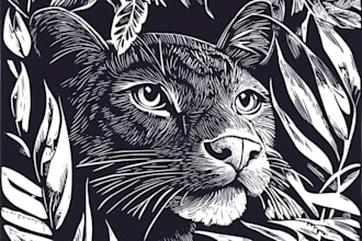 create animal linocut tshirt design for brands