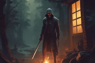 make a horror style illustration, artwork, cover