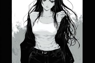 draw grayscale anime character for light novel