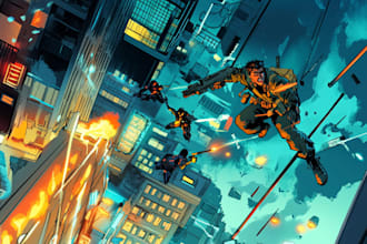 create a comic cover page design illustration