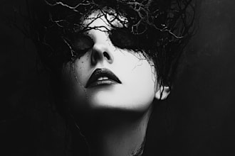 draw a design dark horror and fantasy horror character