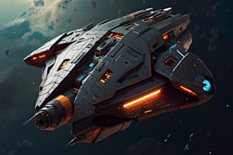 design spaceship, sci fi illustration and sci fi art