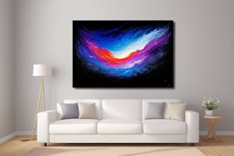 create unique printable digital oil paint abstract wall art design