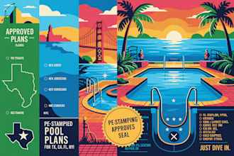 tx nj ca fl ny architectural swimming pool drawing plan stamp for city approval