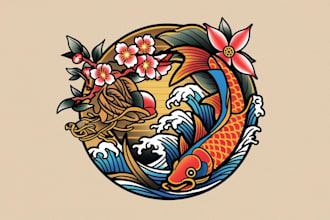 create your japanese custom tattoo design and illustration