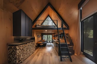 make 3d timber frame, wood house, steel frame with wooden structure design