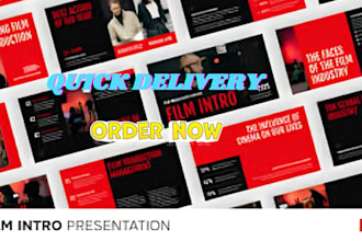 design film or tv series pitch deck, investor presentation or video slides